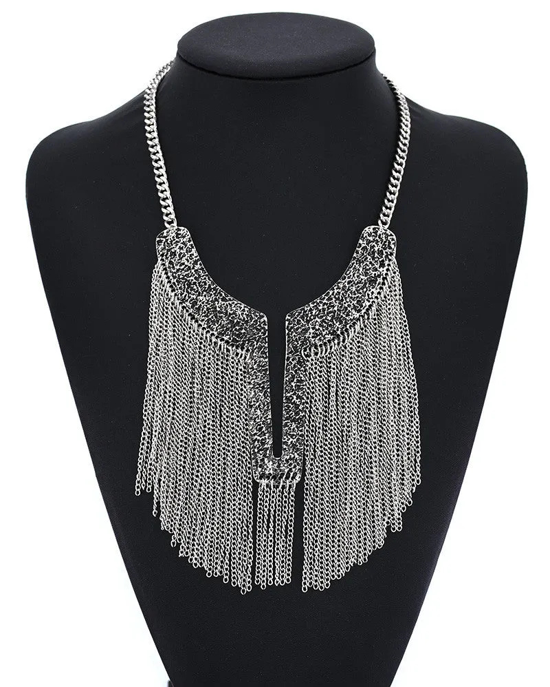 New -S Tassel Statement Necklace