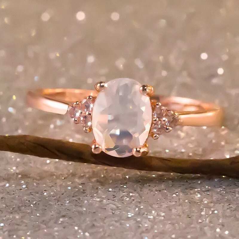 New simple oval Opal Ring women's zircon jewelry|Rings|