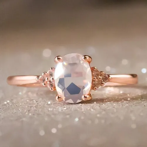 New simple oval Opal Ring women's zircon jewelry|Rings|