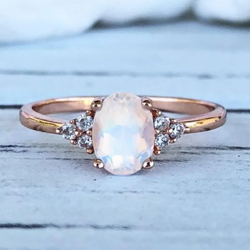New simple oval Opal Ring women's zircon jewelry|Rings|