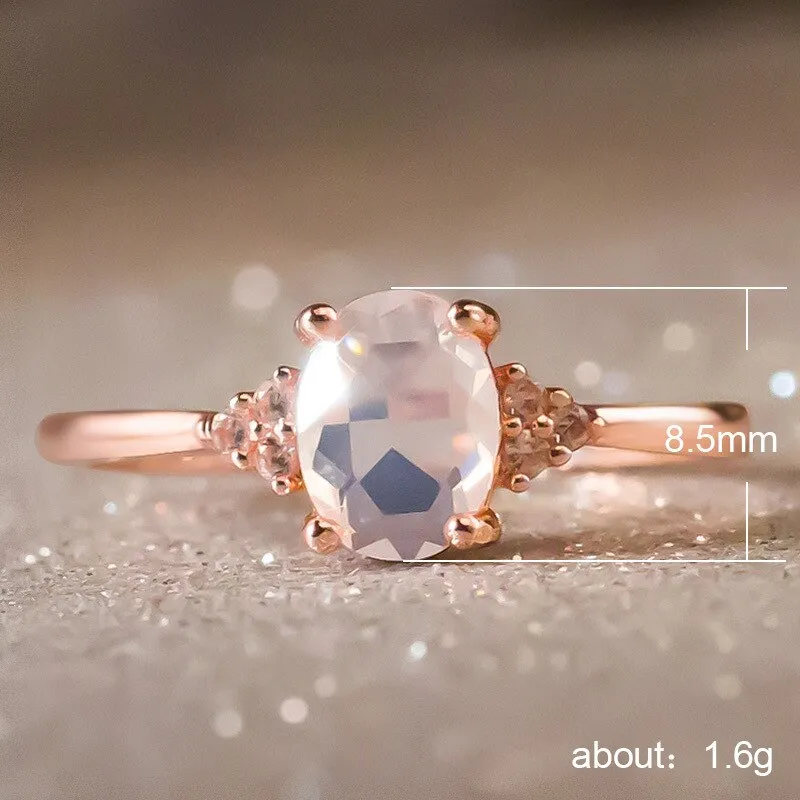 New simple oval Opal Ring women's zircon jewelry|Rings|