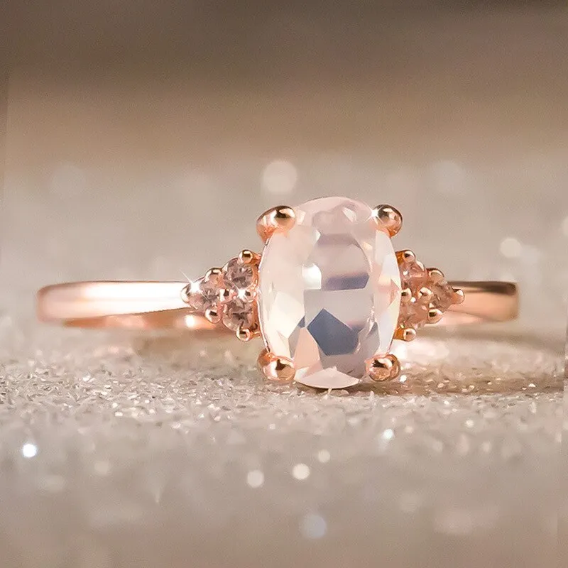 New simple oval Opal Ring women's zircon jewelry|Rings|