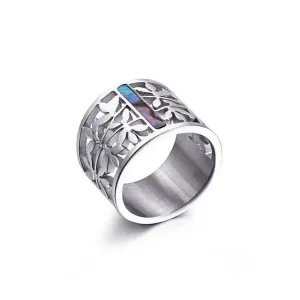 New Stainless Steel Hollow Branch Flower Gold Color Ring