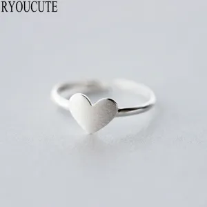 New Sterling Silver 925 Heart Rings for Women Adjustable Size - Finger Rings Fashion - Wedding Jewelry.
