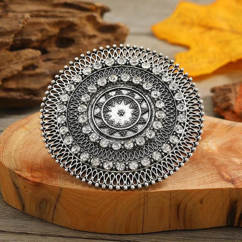 NEW VINTAGE RINGS  - Beautiful Big Round Women Midi Finger Boho Funky Crystal Statement Ring