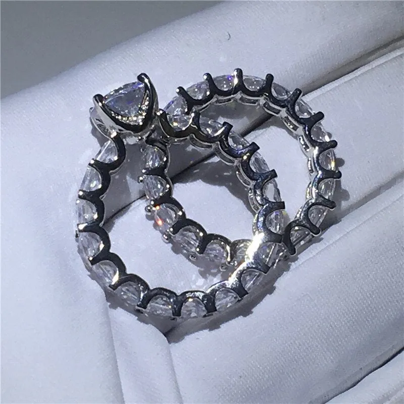 NEW Vintage Round cut AAAA Quality Cubic Zirconia Diamonds Promise ring set