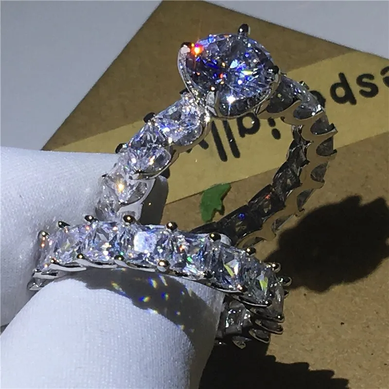 NEW Vintage Round cut AAAA Quality Cubic Zirconia Diamonds Promise ring set