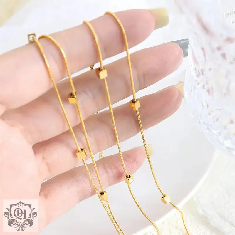 Noble 18K Gold Square Anklet