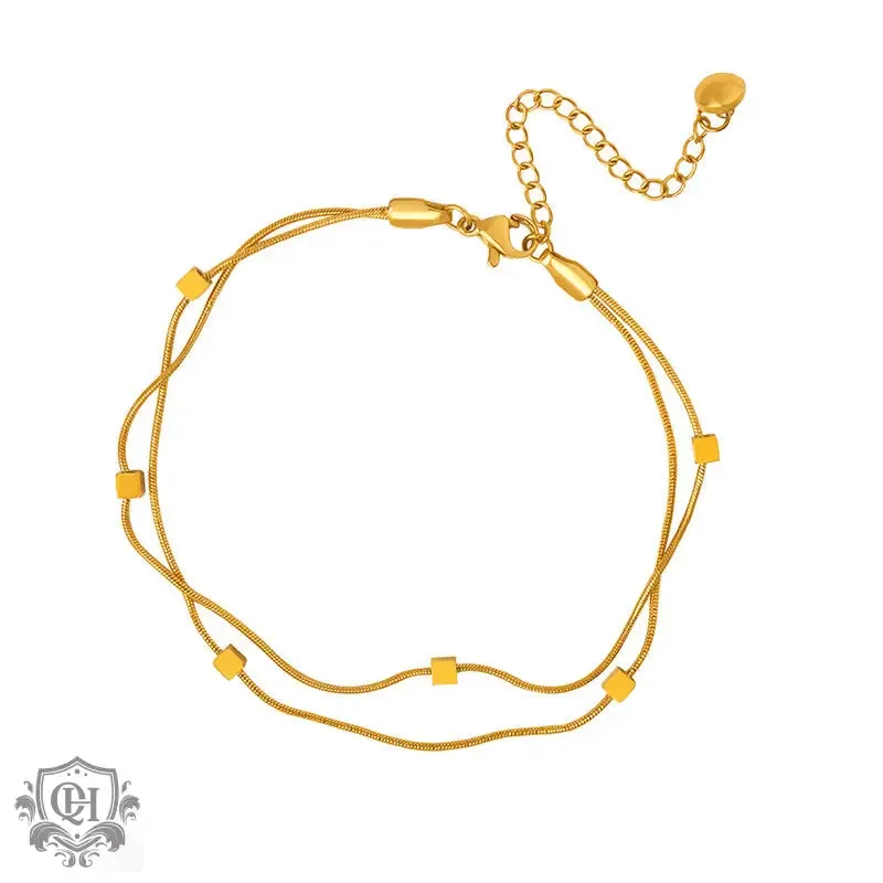 Noble 18K Gold Square Anklet