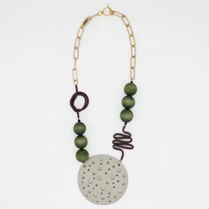 Olive Crater Statement Necklace