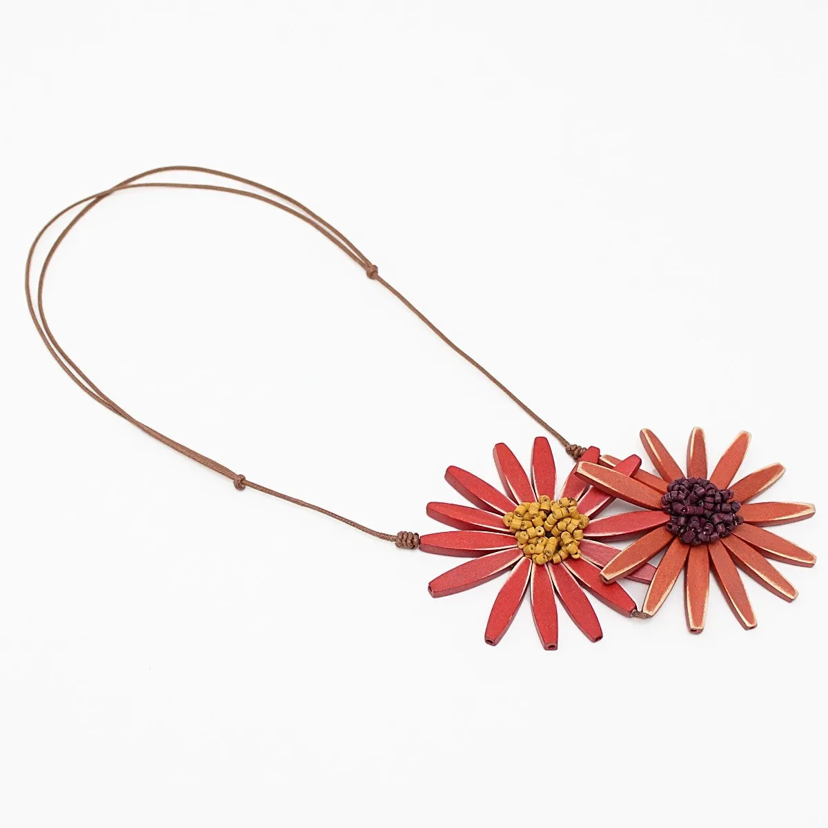 Orange Amaya Double Flower Statement Necklace