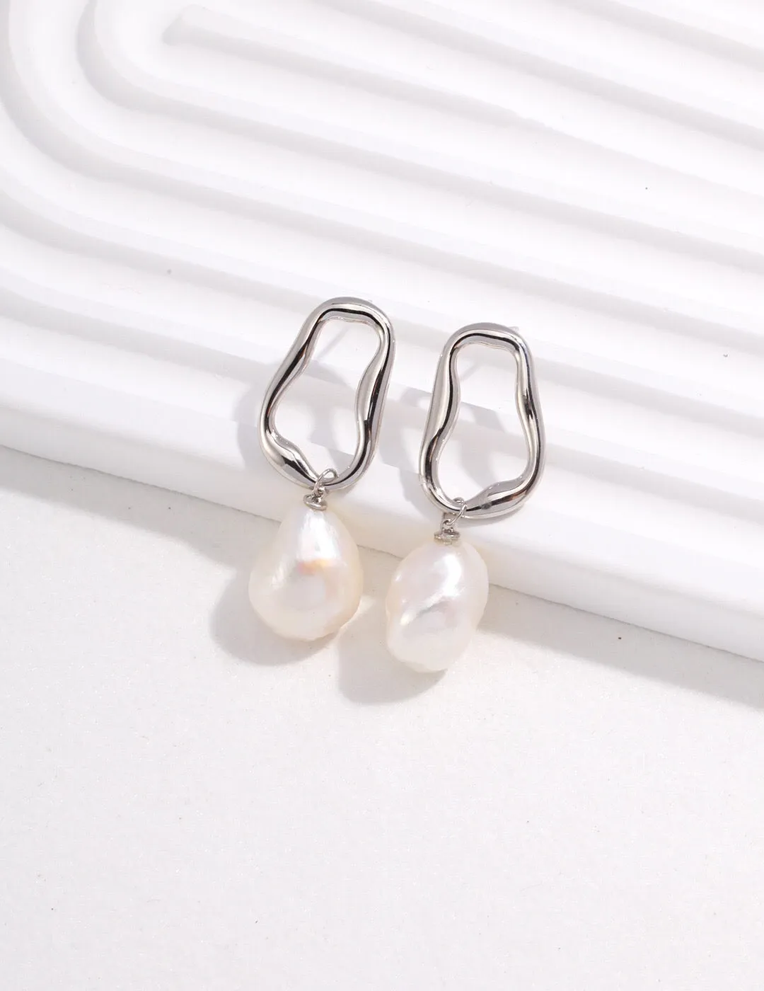 Organic Pearl Dangle Earrings in Gold Vermeil