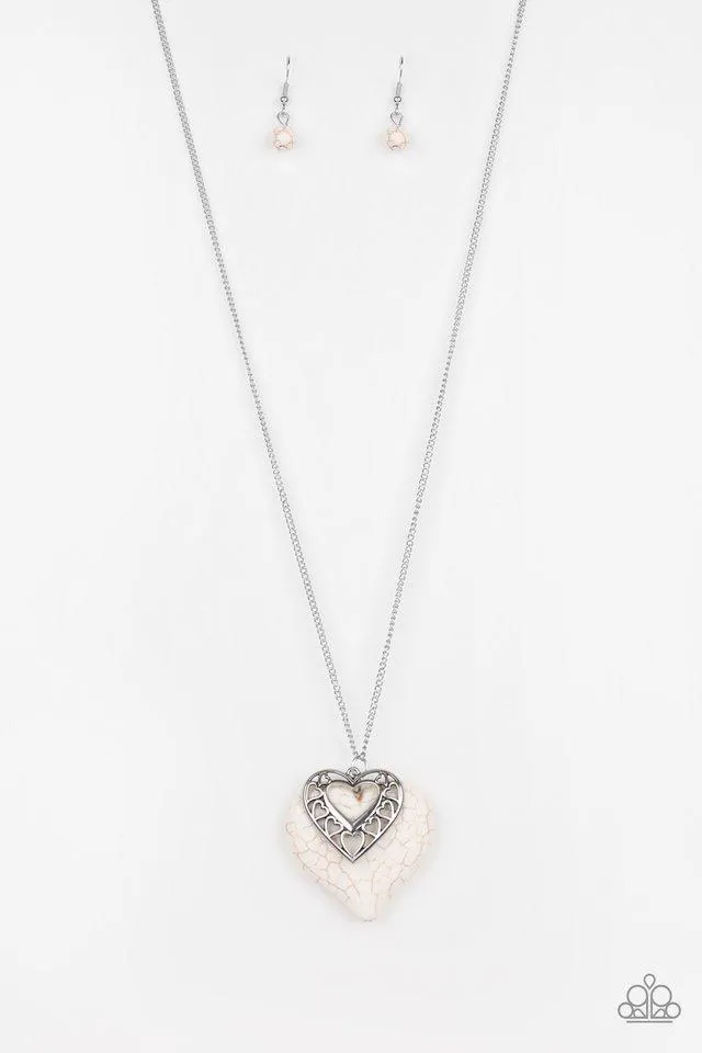 Paparazzi Necklace ~ Southern Heart - White