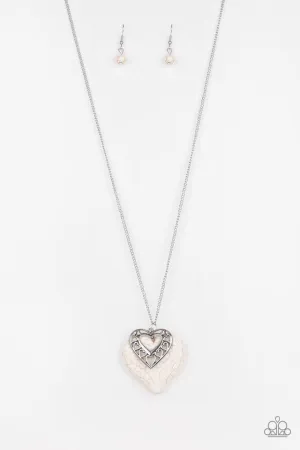 Paparazzi Necklace ~ Southern Heart - White