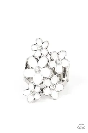 Paparazzi Ring ~ Boastful Blooms - White