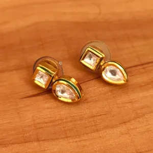 PEAR & SQUARE SHAPED GOLD PLATED STUDS