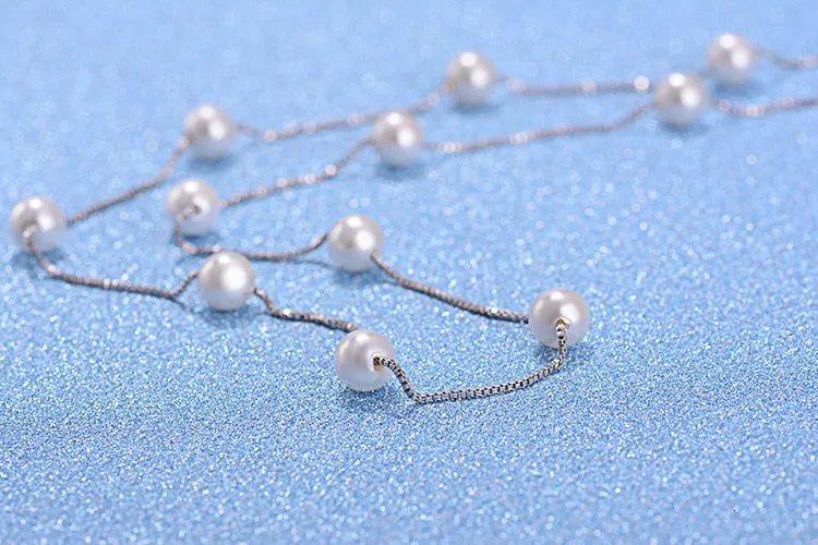 Pearl Box Chain Choker Necklace