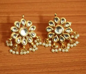 Pearl Kundan Meenakari Polki Studs