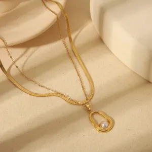 Pearl Layered Pendant Necklace