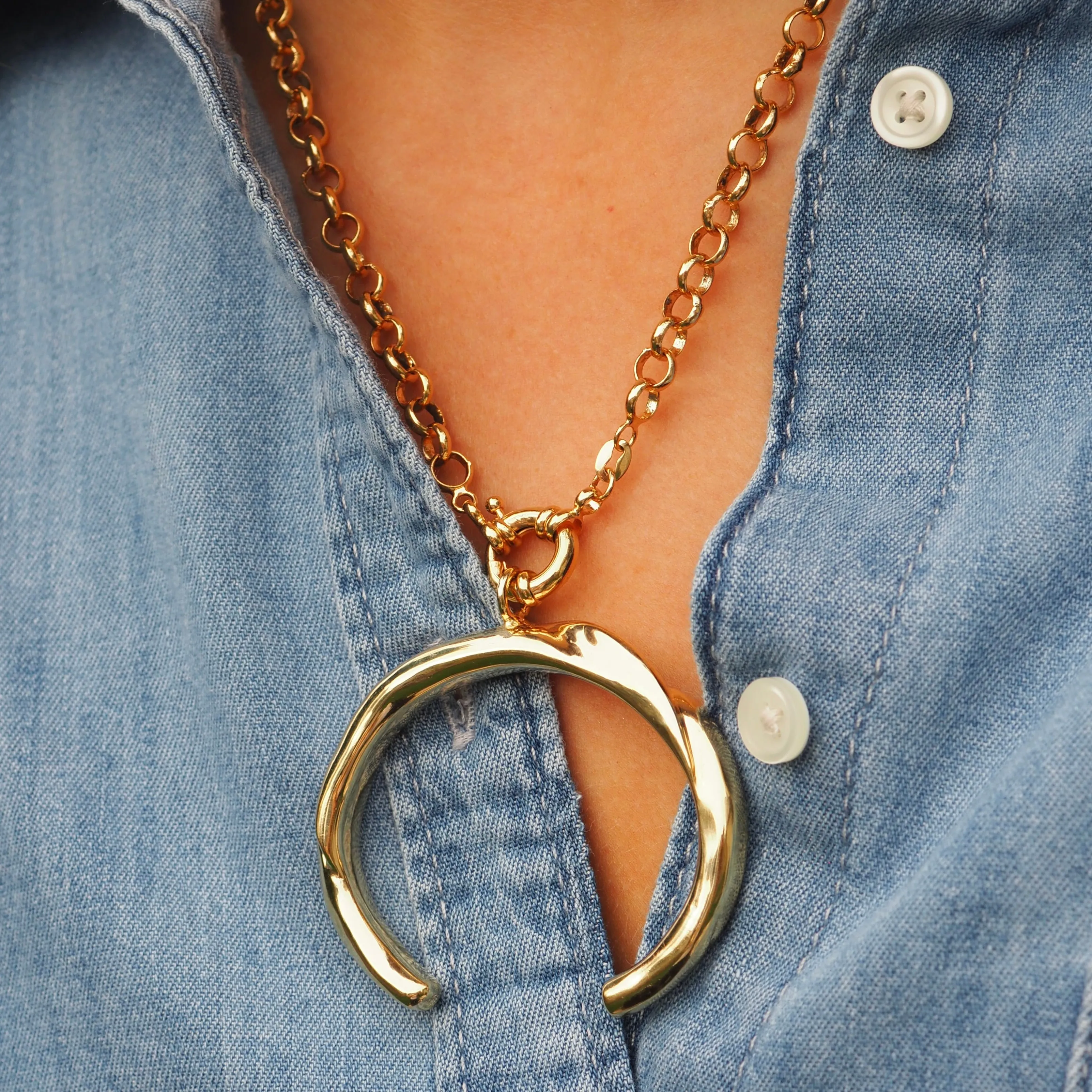 PETRA DOUBLE CRESCENT STATEMENT NECKLACE