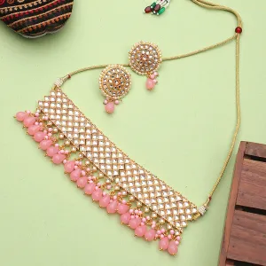 Pink Heavy Bridal Indian Kundan Choker Set
