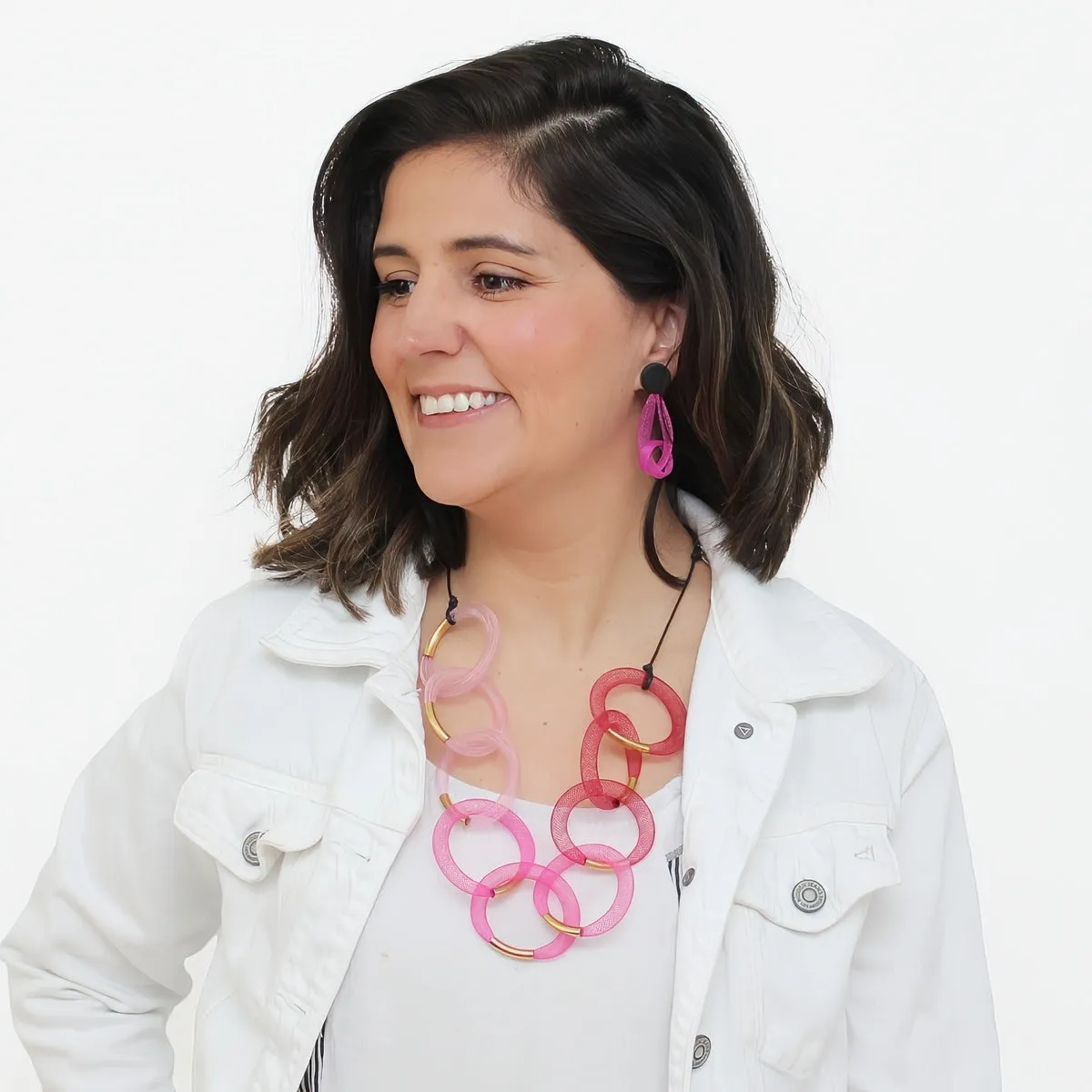 Pink Ombre Mesh Statement Necklace