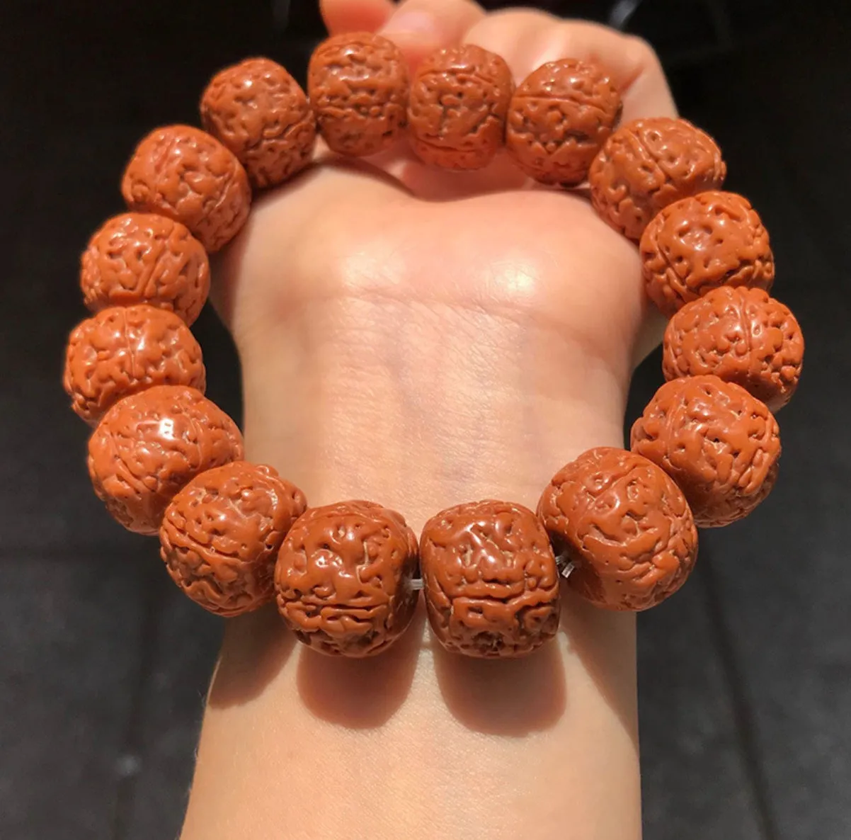 Premium Vajra Bodhi Seed Rudraksha Beads 15-17mm Wrist Mala Bracelet