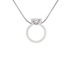 PT117W B.Tiff 1 ct Tension Ring Stainless Steel Pendant Necklace