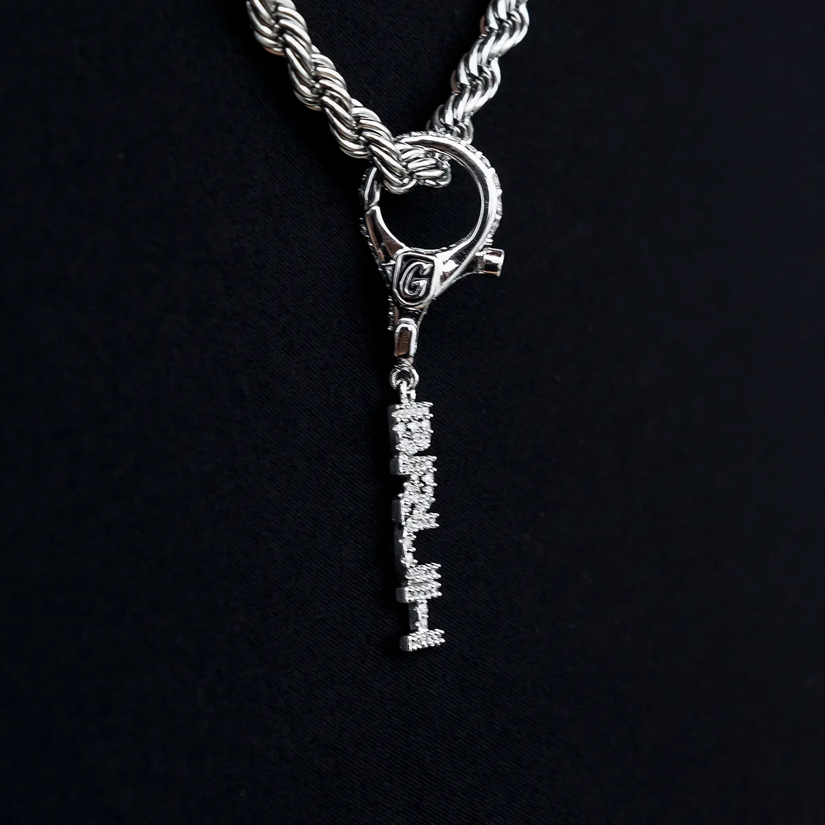 "Bruh" Clip On Pendant in White Gold