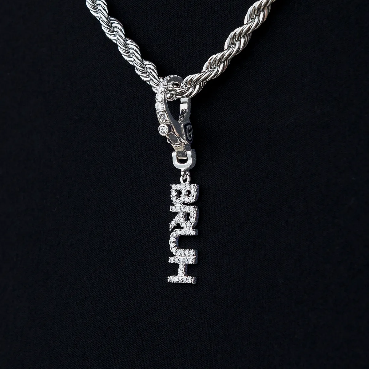 "Bruh" Clip On Pendant in White Gold