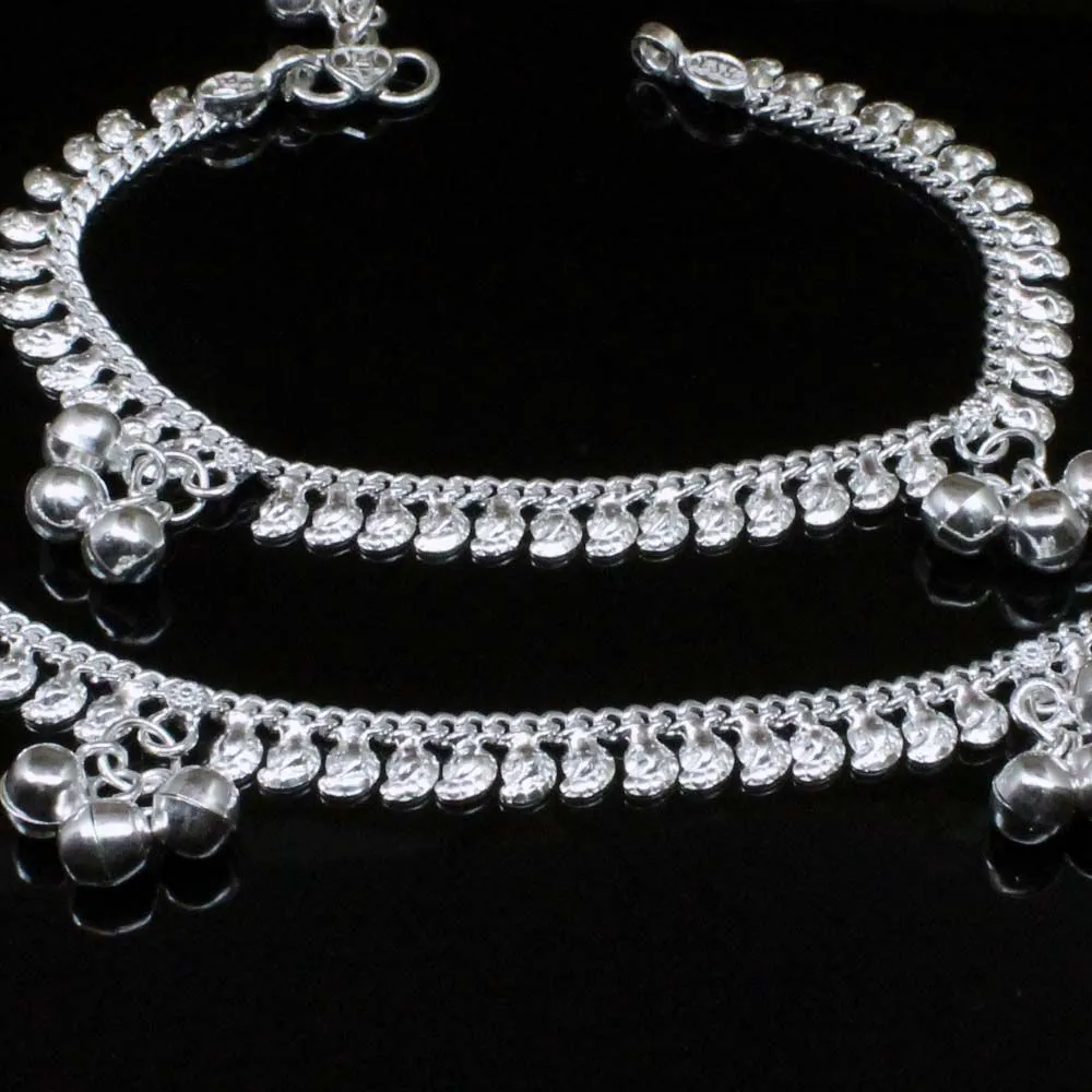 Real Solid Silver Kids Anklets Bracelet 6.5"