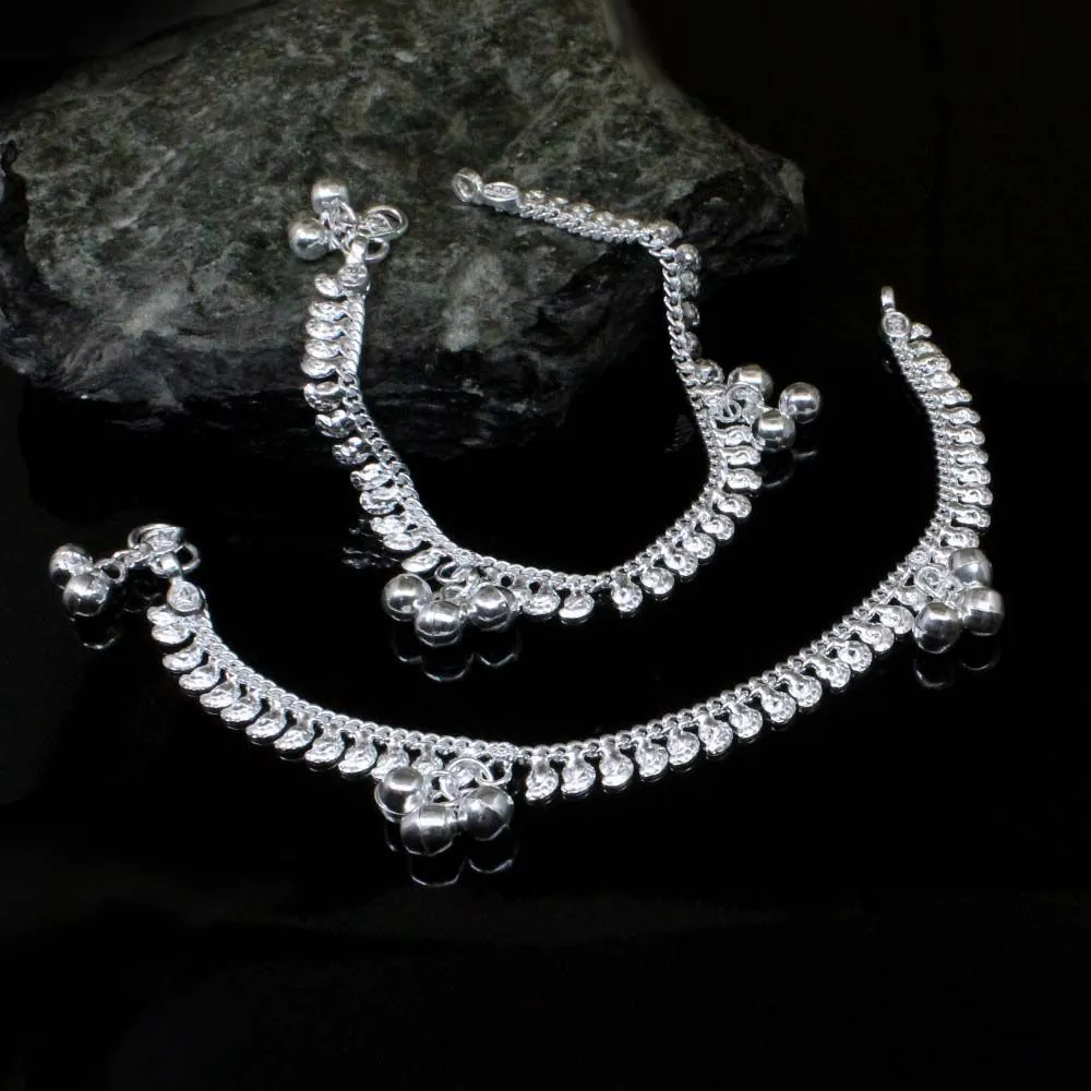 Real Solid Silver Kids Anklets Bracelet 6.5"