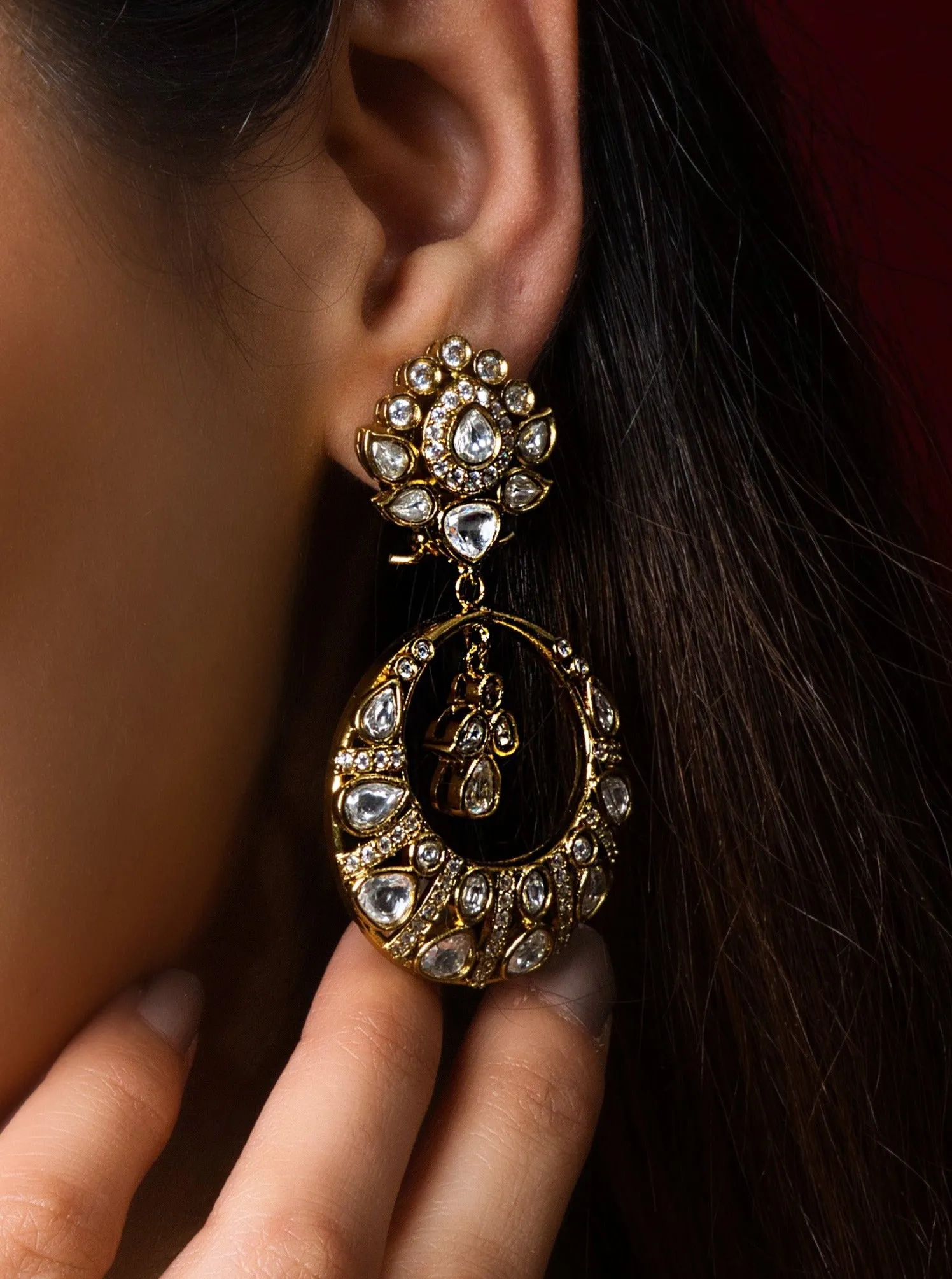 Regal Kundan Chaandbali  Earrings