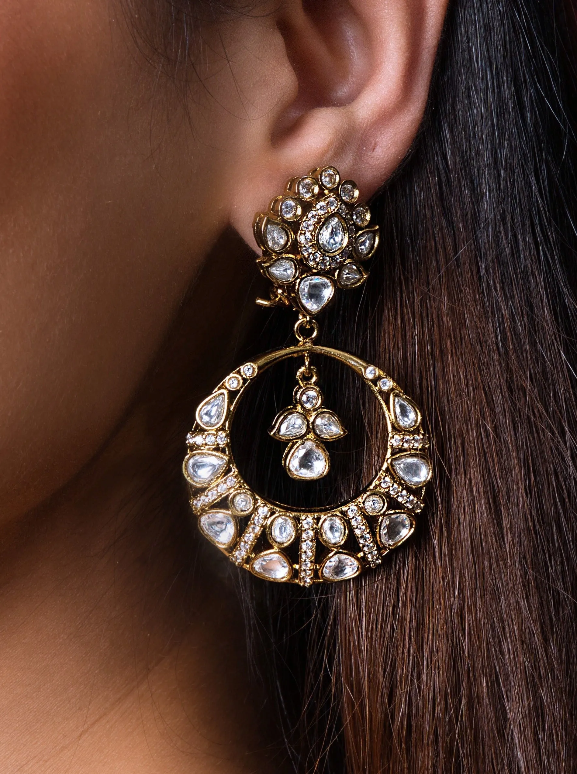 Regal Kundan Chaandbali  Earrings