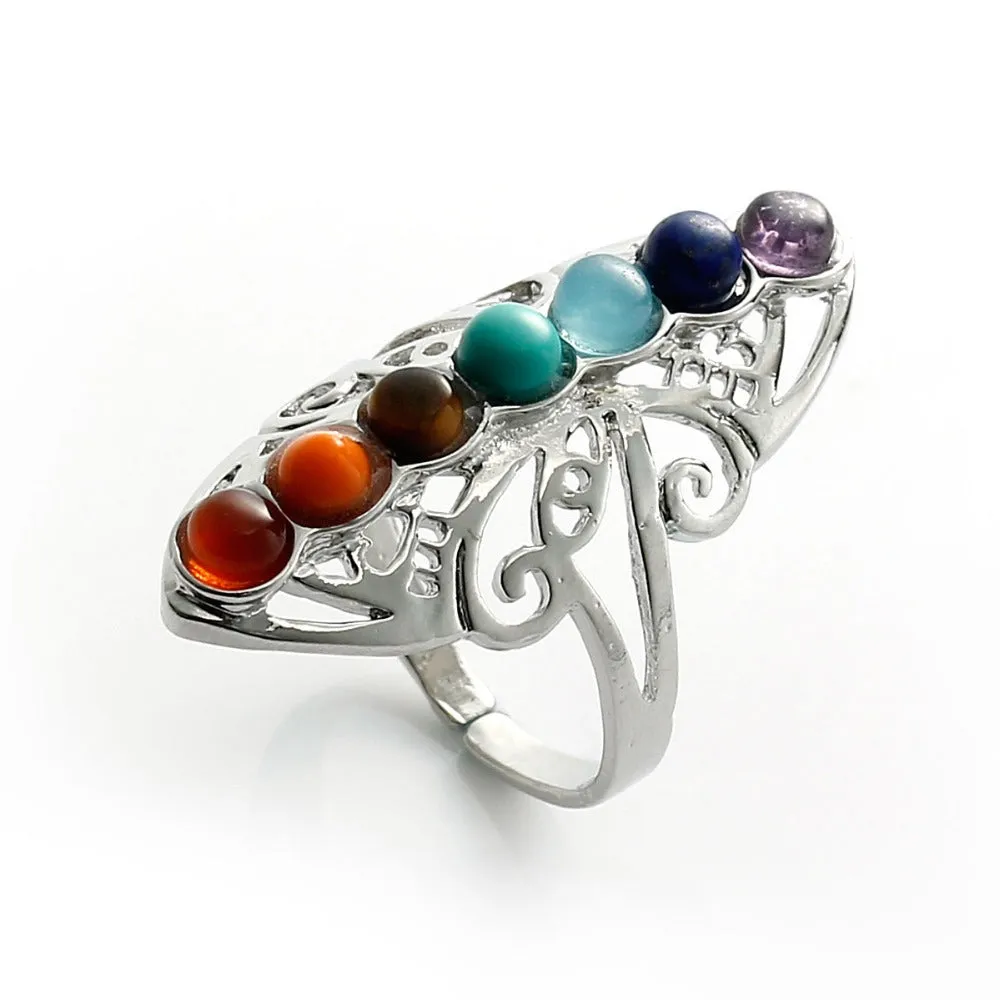 Reiki Chakra Yoga Hollow Butterfly Adjustable Ring