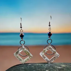 Resin Glitters triangle lava style rainbow Earrings Mother's gift