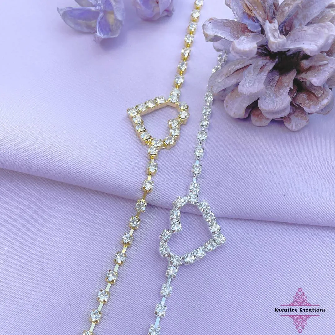 Rhinestone Heart Anklet Ankle Bracelet
