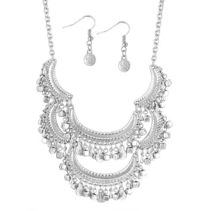 RHODIUM EARRINGS AND  NECKLACES SET #SQ5047RH (AB3)