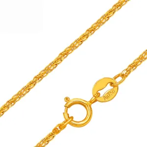 RINYIN Fine Jewelry Genuine 18K Yellow Gold Necklace Pure AU750 Craved Big Wheat Chain 16" 18" 20" Inches