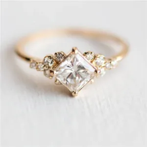 ROMAD Geometric Square CZ Rings for Women Wedding Gold Color
