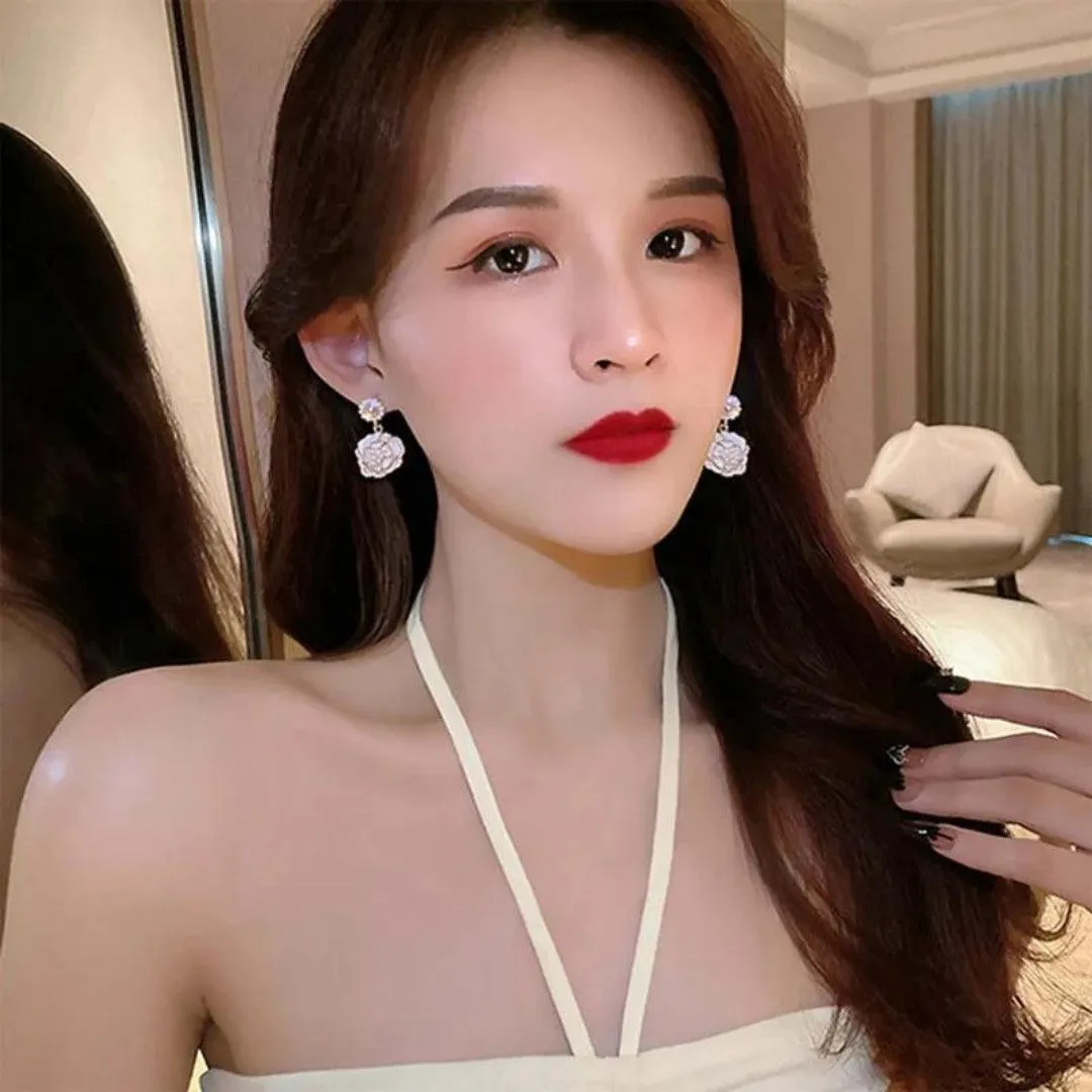 Rose Pearl Drop Earrings