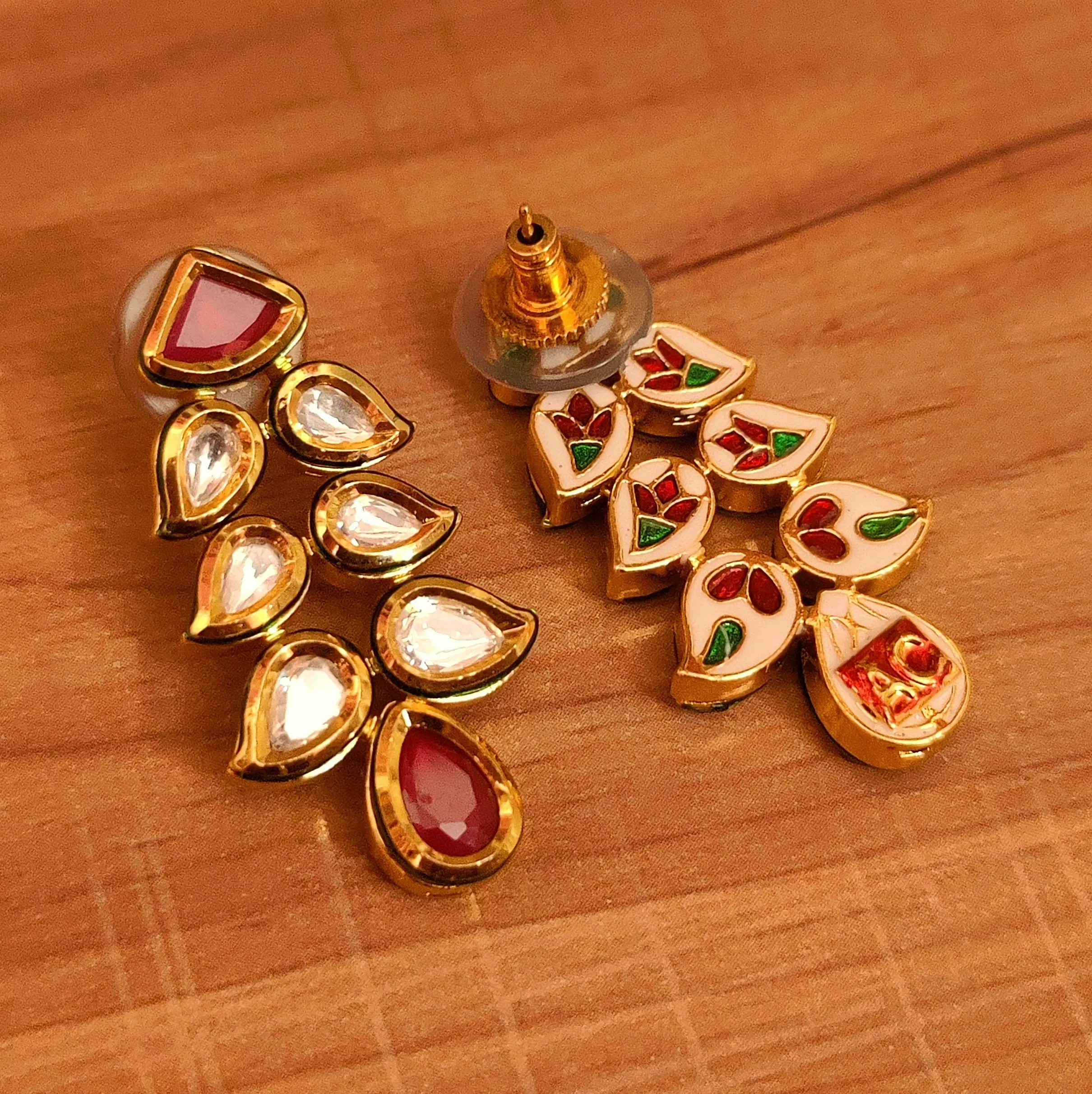 RUBY PAISLEY KUNDAN MEENAKRI DANGLERS