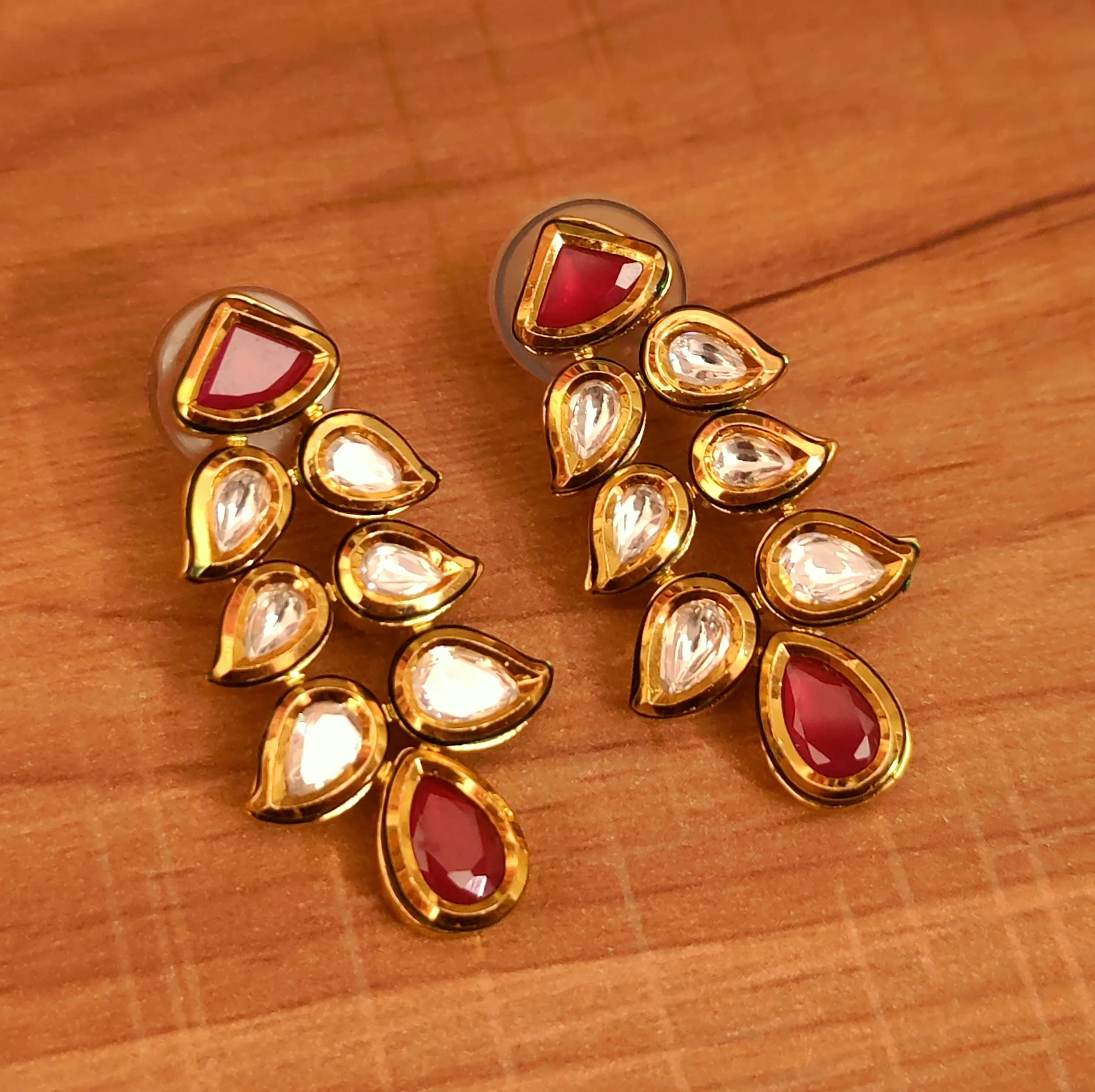 RUBY PAISLEY KUNDAN MEENAKRI DANGLERS