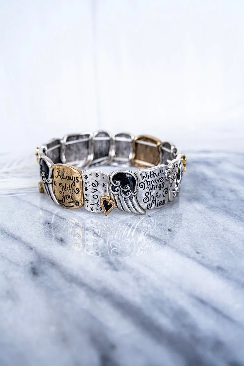 SALE! Two-Tone 'She Flies' Inspirational Stretch Bracelet