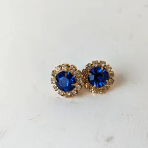 Sapphire Blue Rhinestone Earrings