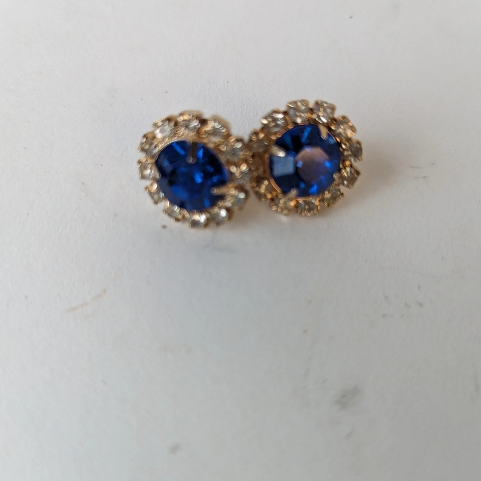 Sapphire Blue Rhinestone Earrings