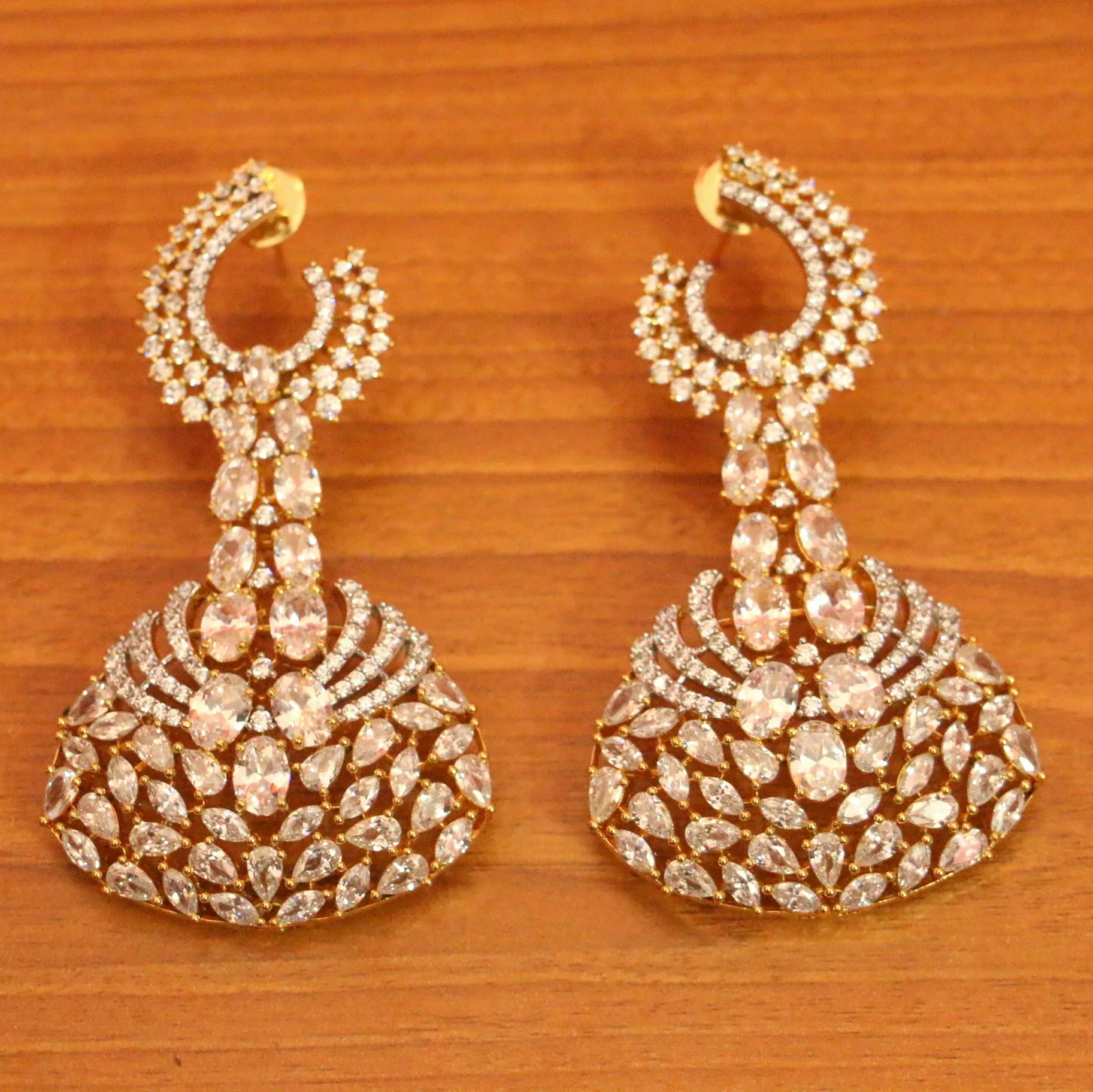 SIGNITY STUDDED DIAMOND LOOK GOLD PLATED DANGLERS