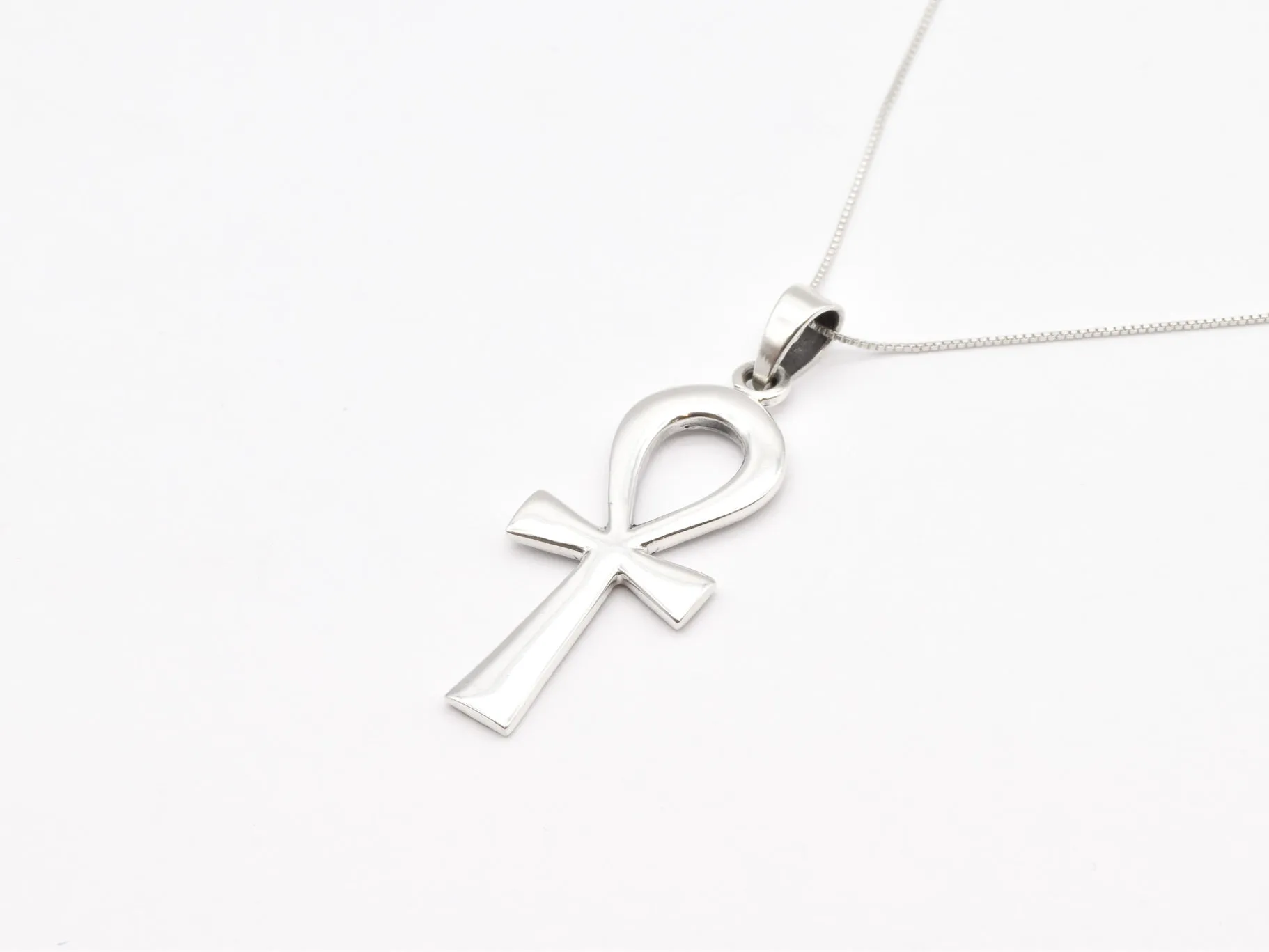 Silver Cross Necklace - Ankh Pendant - Egyptian Necklace