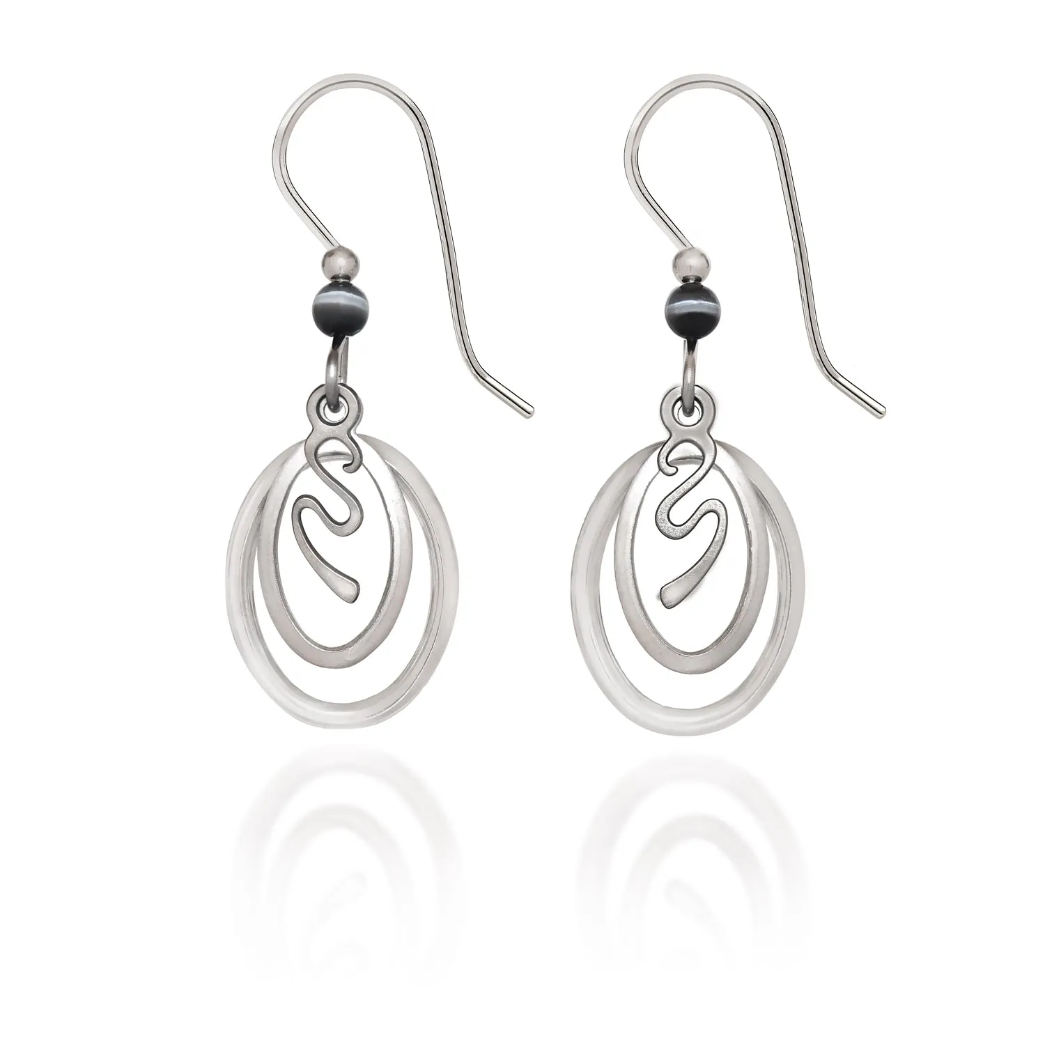 Silver Forest Squiggles in Ovals Earrings