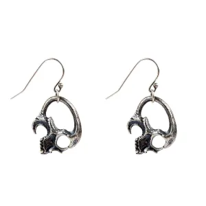 Silver Hollow Skull Dangle Earrings